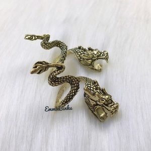 New Bronze Chinese Open Mouth Dragon Wrap Statement Ring